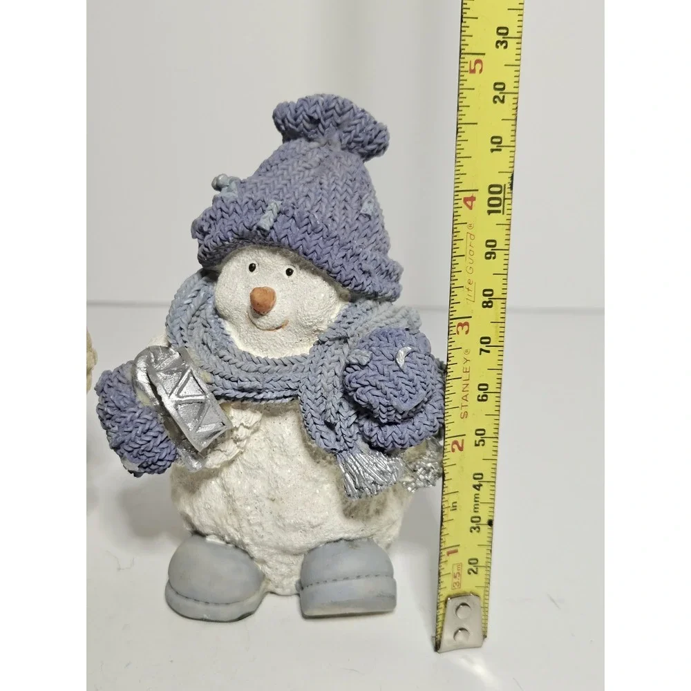 Snowman Hallmark Ragdoll Mittens & Encore Snow Buddies Resin Figurine Vtg Set